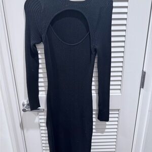 Abercrombie & Fitch Black Bodycon Long Sleeve Asymmetrical Dress